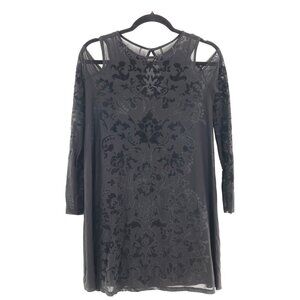 Abercrombie & Fitch Burnout Velvet Dress Womens XS Black Whimsigoth Gypsy Witchy